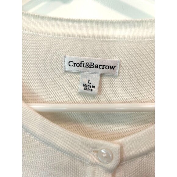 Croft & Barrow Ivory Lightweight Cardigan Sweater - Size Large - Picture 2 of 3